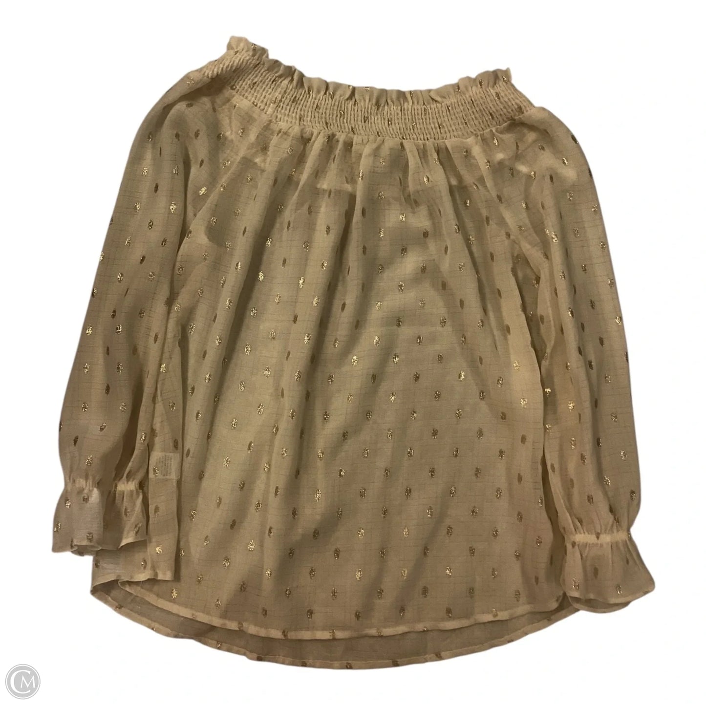 Top 3/4 Sleeve By Clothes Mentor In Gold & White, Size: M
