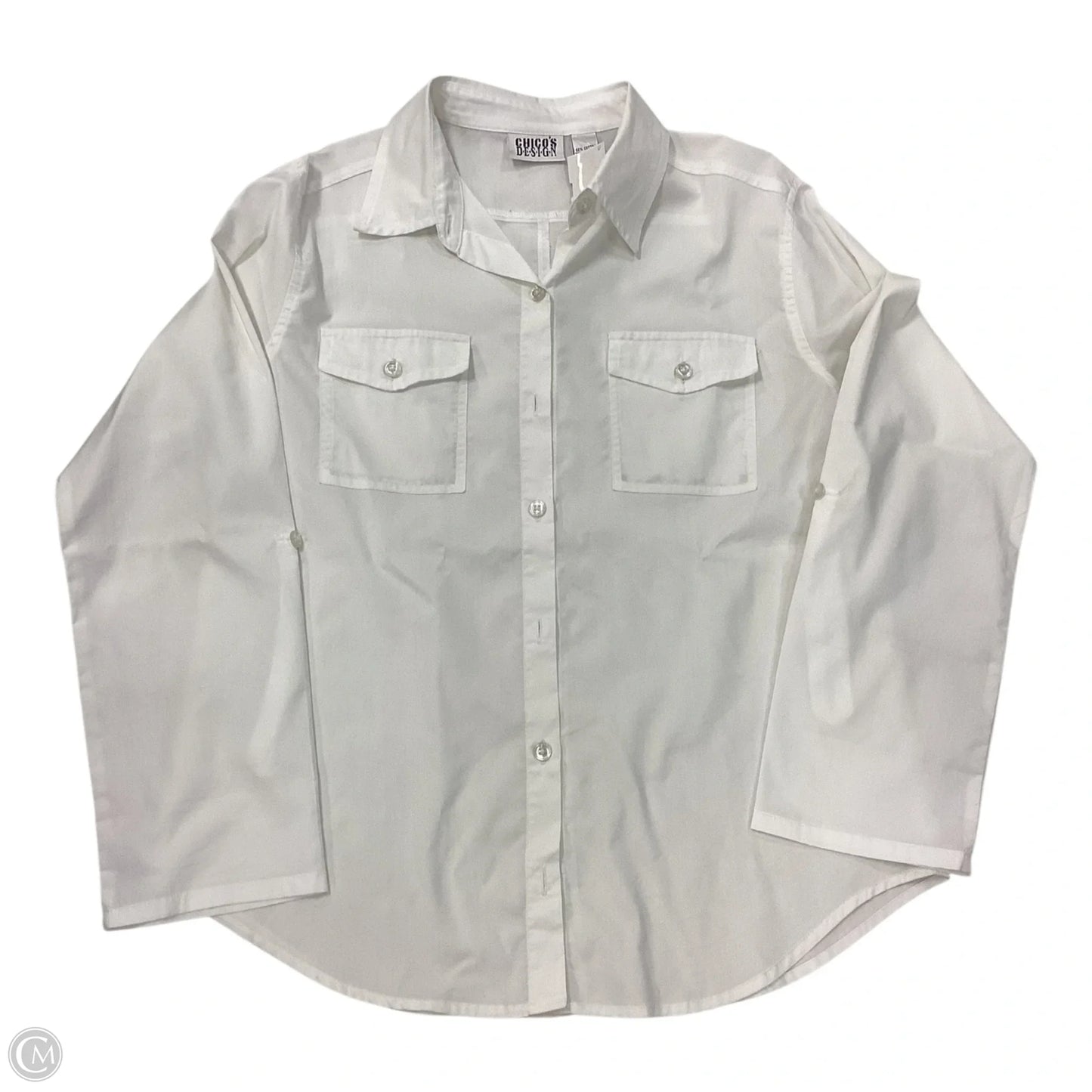 Top Long Sleeve Basic By Chicos In White, Size: M