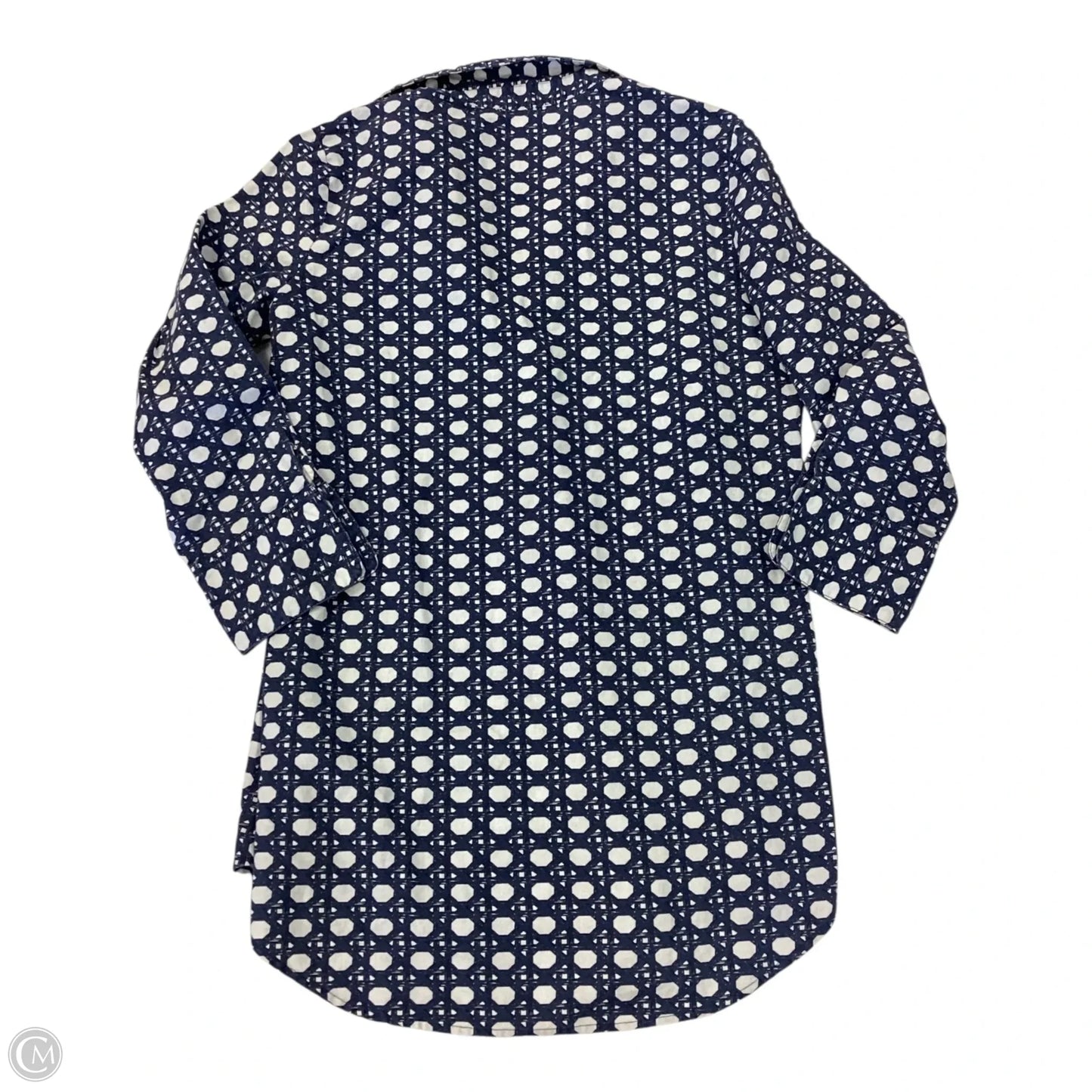 Top Long Sleeve By Vineyard Vines In Blue & Cream, Size: S