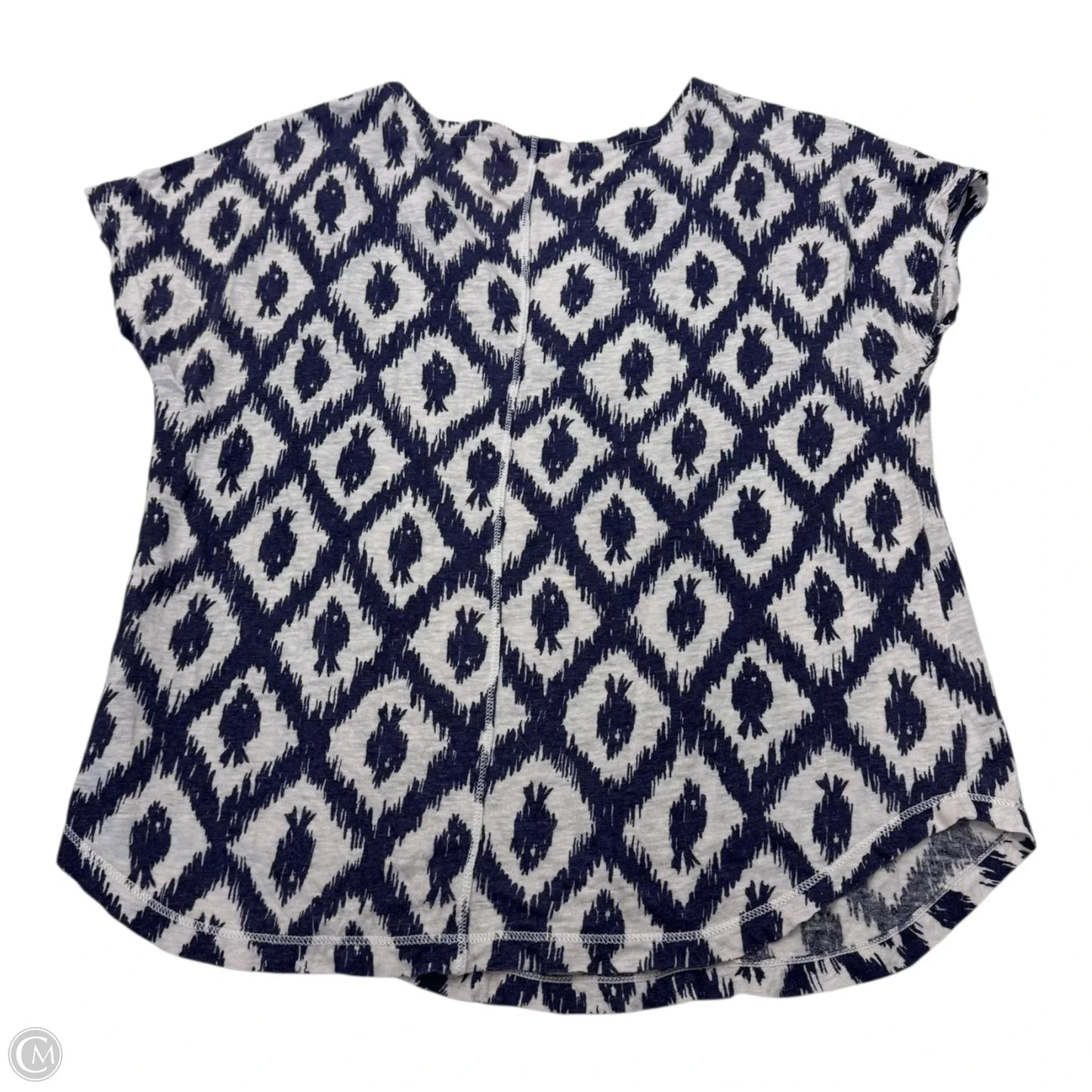 Top Short Sleeve Designer By Lilly Pulitzer In Blue & White, Size: S