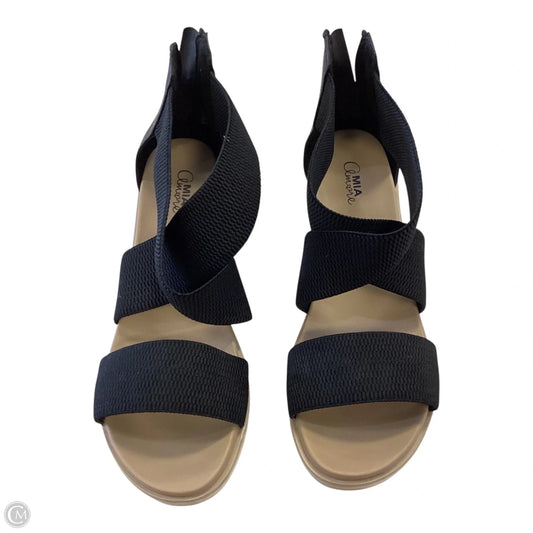 Sandals Heels Wedge By Clothes Mentor In Black, Size: 9