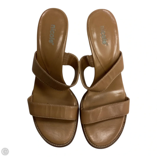 Sandals Heels Wedge By Nicole In Brown, Size: 7