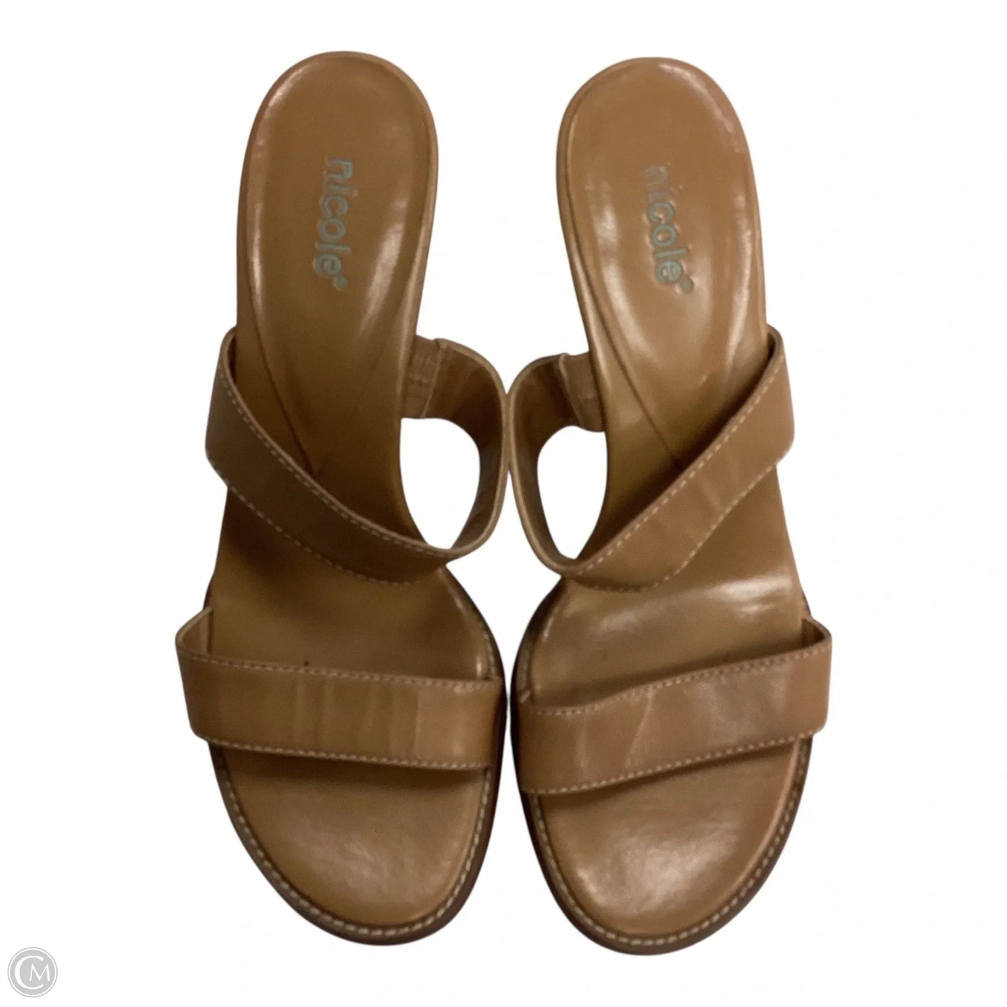 Sandals Heels Wedge By Nicole In Brown, Size: 7