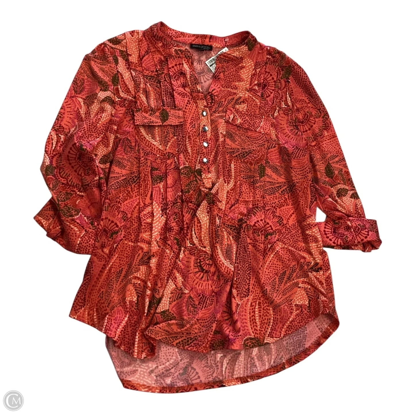 Top 3/4 Sleeve By Clothes Mentor In Orange & Red, Size: Xlp