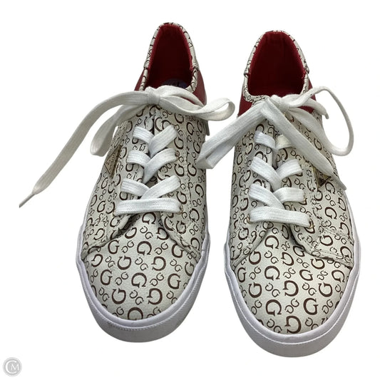 Shoes Sneakers By Guess In Gold & White, Size: 8.5