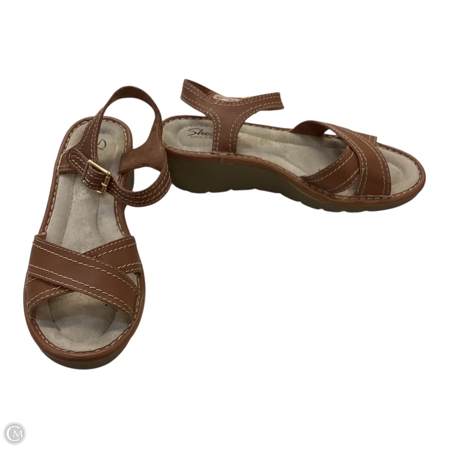 Sandals Flats By Skechers In Brown & Tan, Size: 6