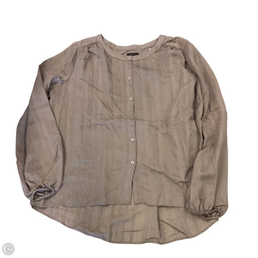 Top Long Sleeve By Ann Taylor In Taupe, Size: M