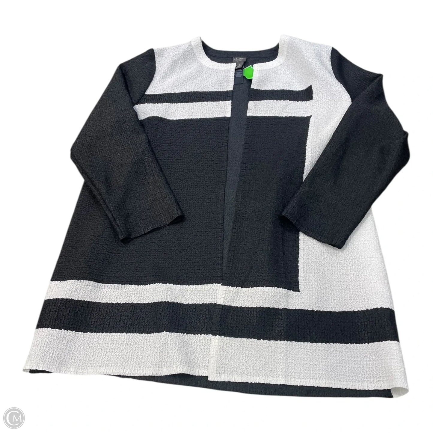 Jacket Shirt By Chicos Private Collection In Black & White, Size: Xl