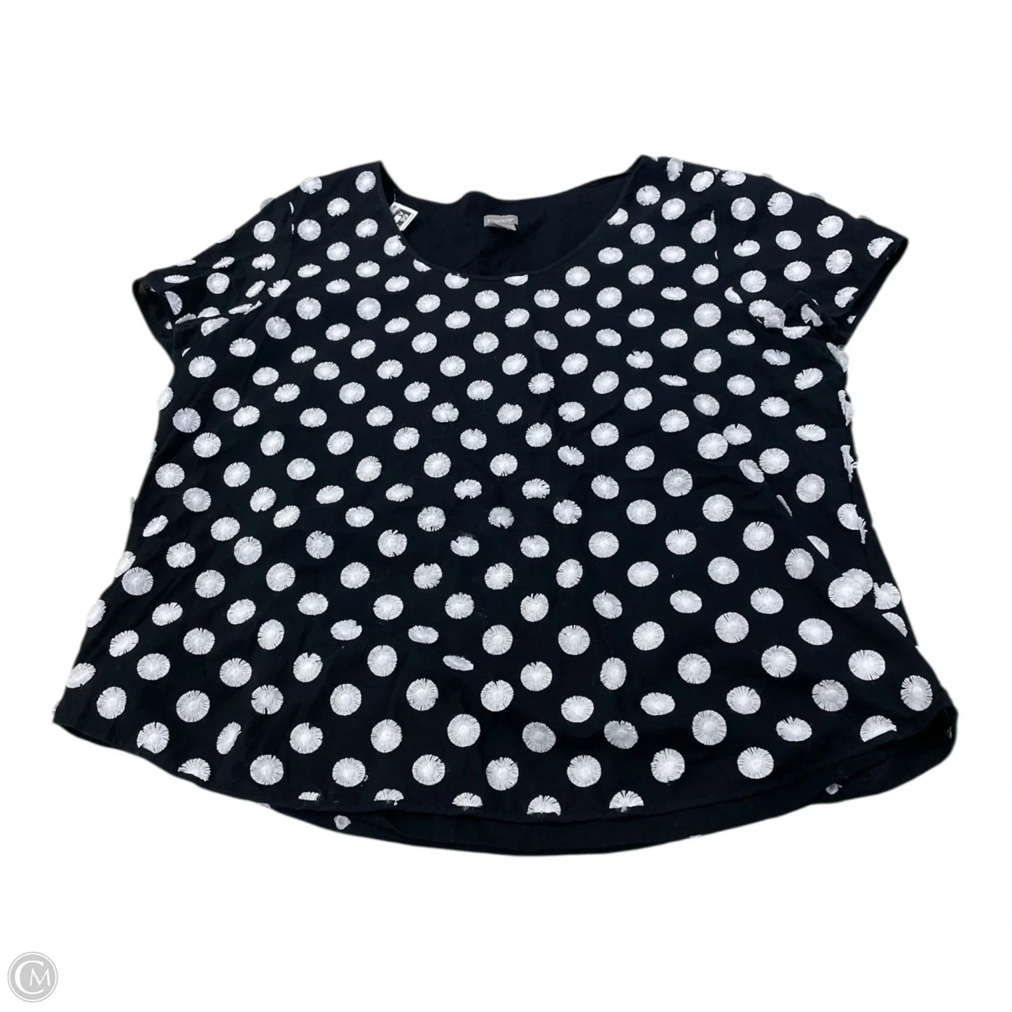 Top Short Sleeve By Chicos In Black & White, Size: Xl