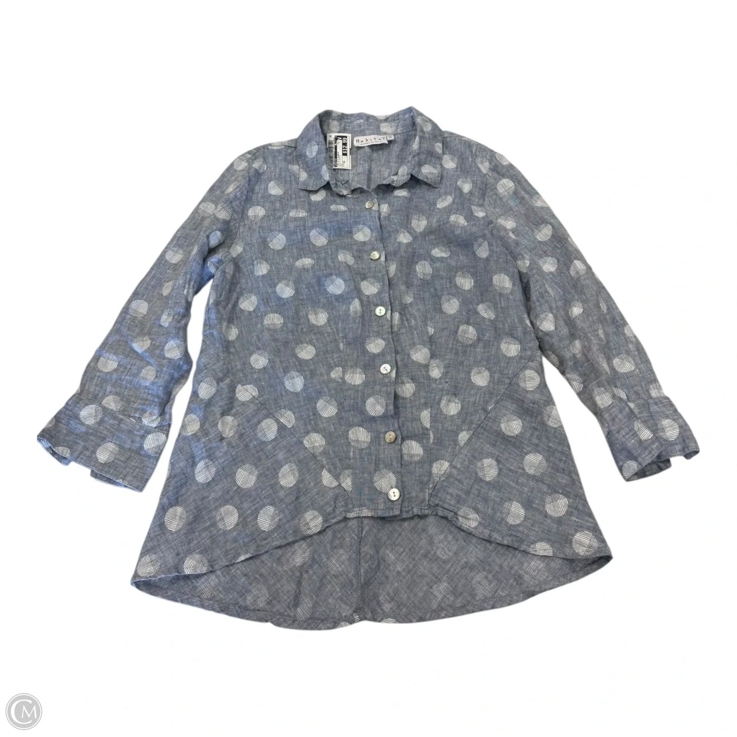 Top 3/4 Sleeve By Habitat In Blue & White, Size: Xs