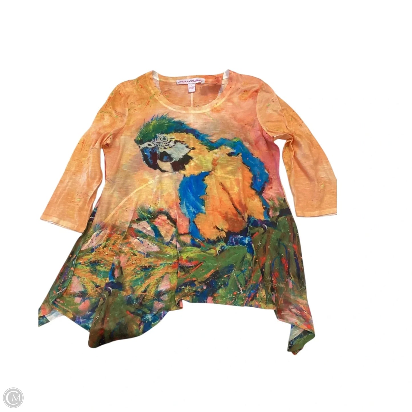 Top 3/4 Sleeve By Leoma Lovegrove In Tropical Print, Size: M