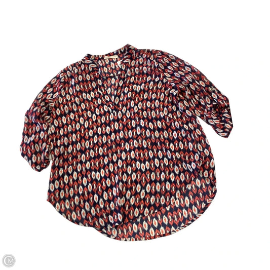 Top 3/4 Sleeve By Lush In Blue & Pink, Size: S