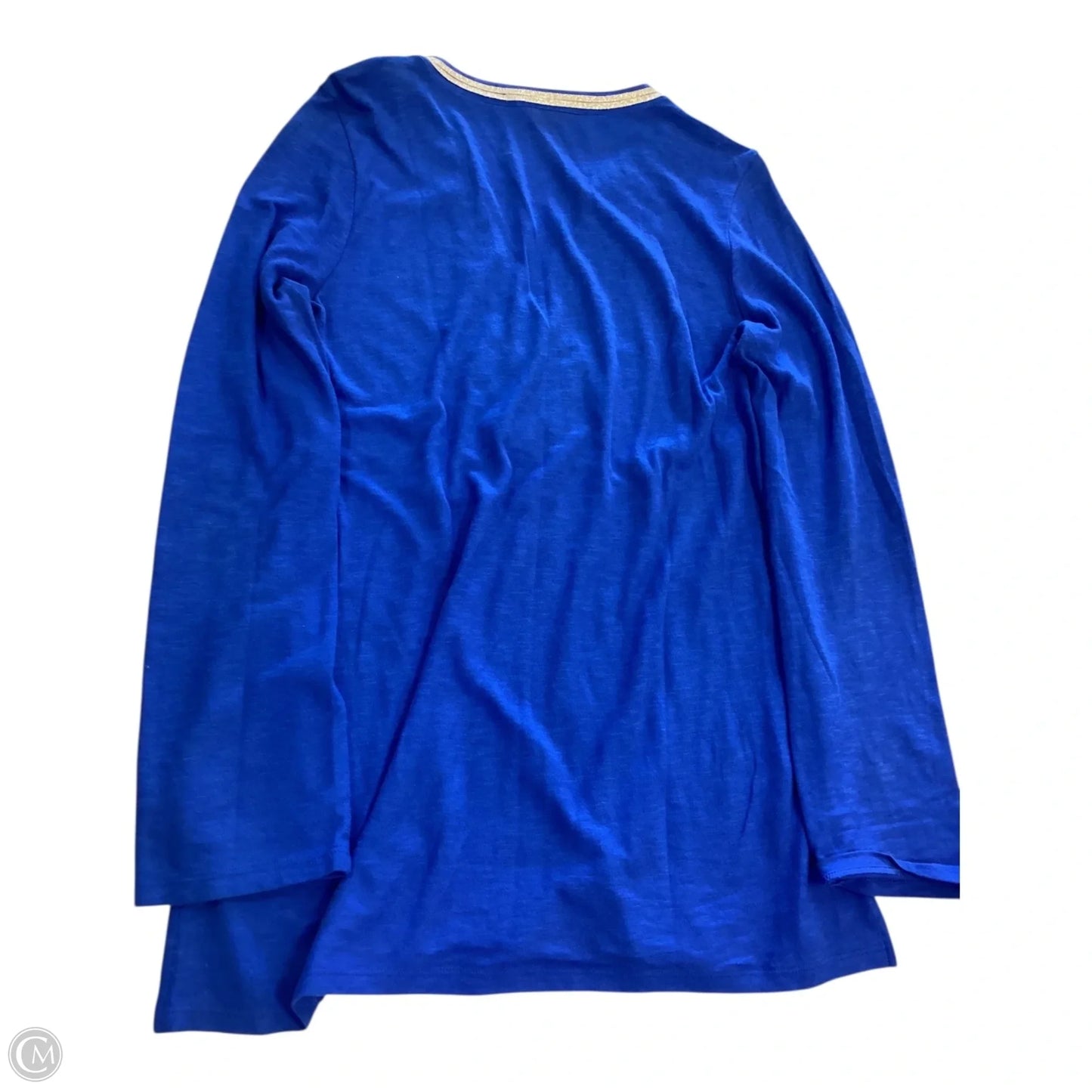 Top Long Sleeve Designer By Lilly Pulitzer In Blue & Gold, Size: L