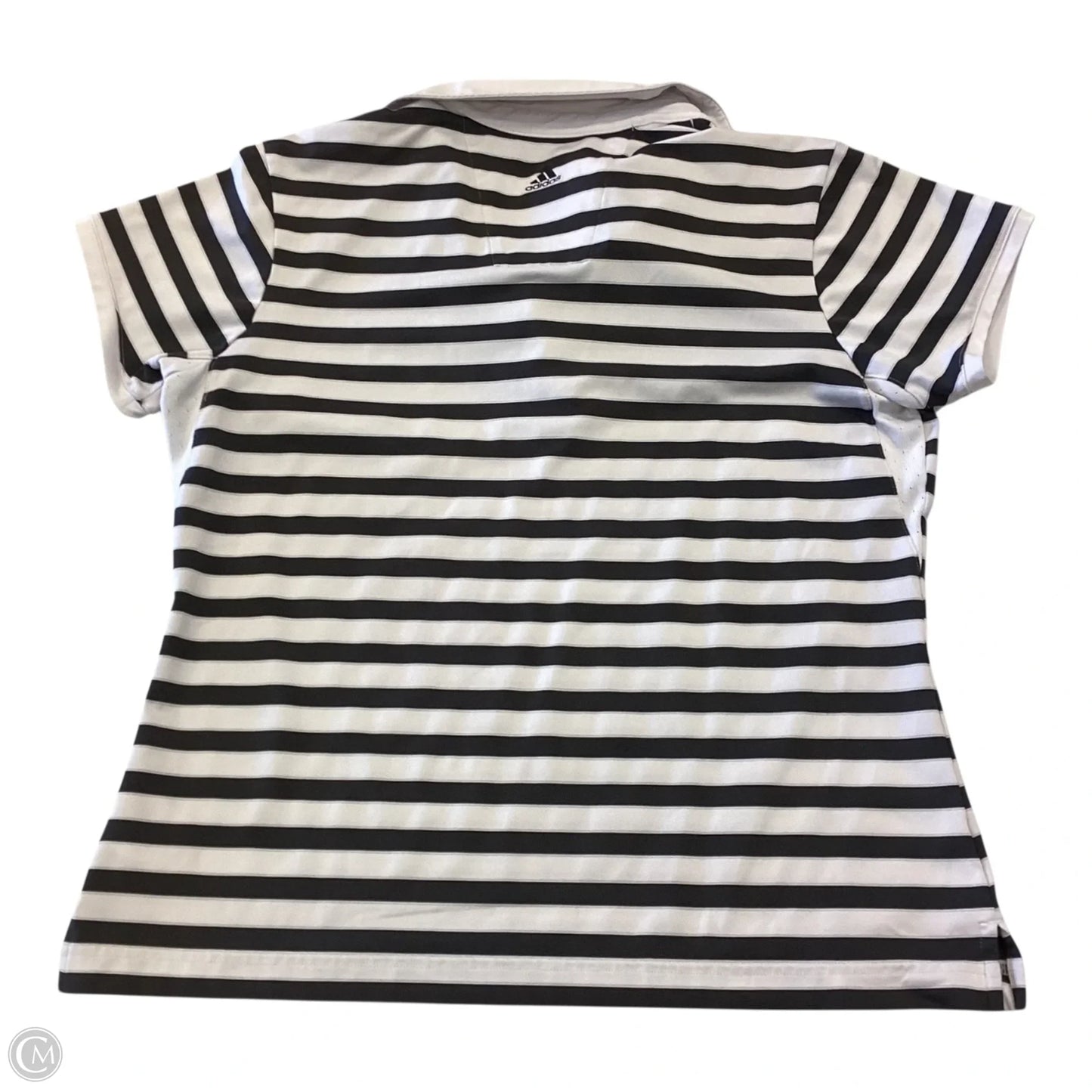 Athletic Top Short Sleeve By Adidas In Striped Pattern, Size: M