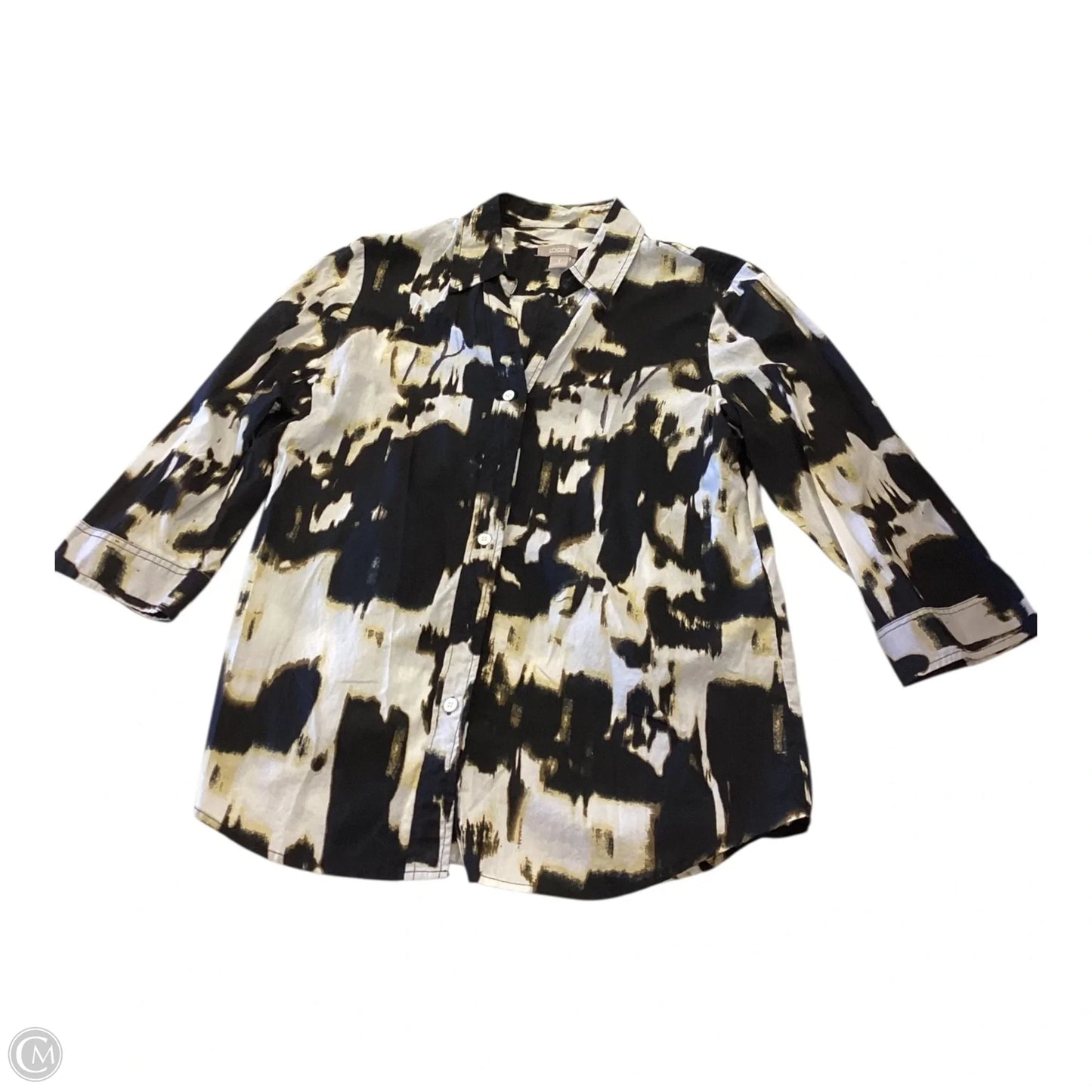 Top Long Sleeve By Chicos In Black & Yellow, Size: M