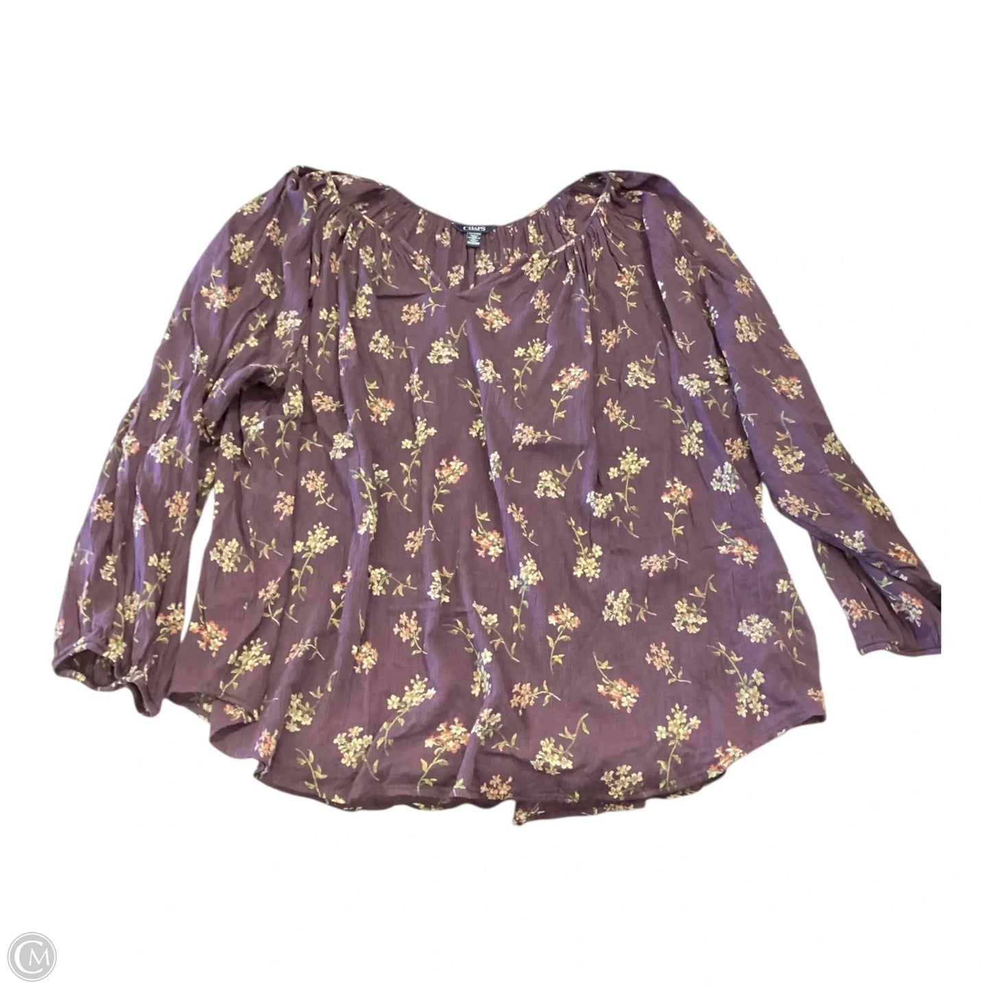 Top Long Sleeve By Chaps In Floral Print, Size: 2x