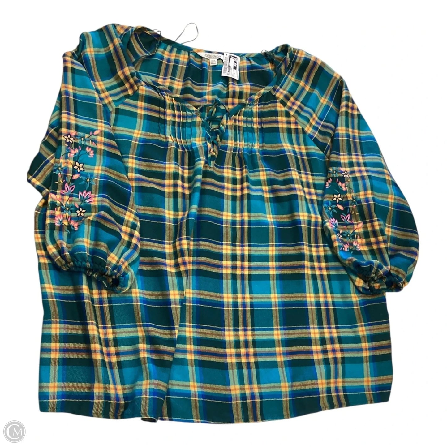 Top 3/4 Sleeve By The Pioneer Woman In Plaid Pattern, Size: 3x