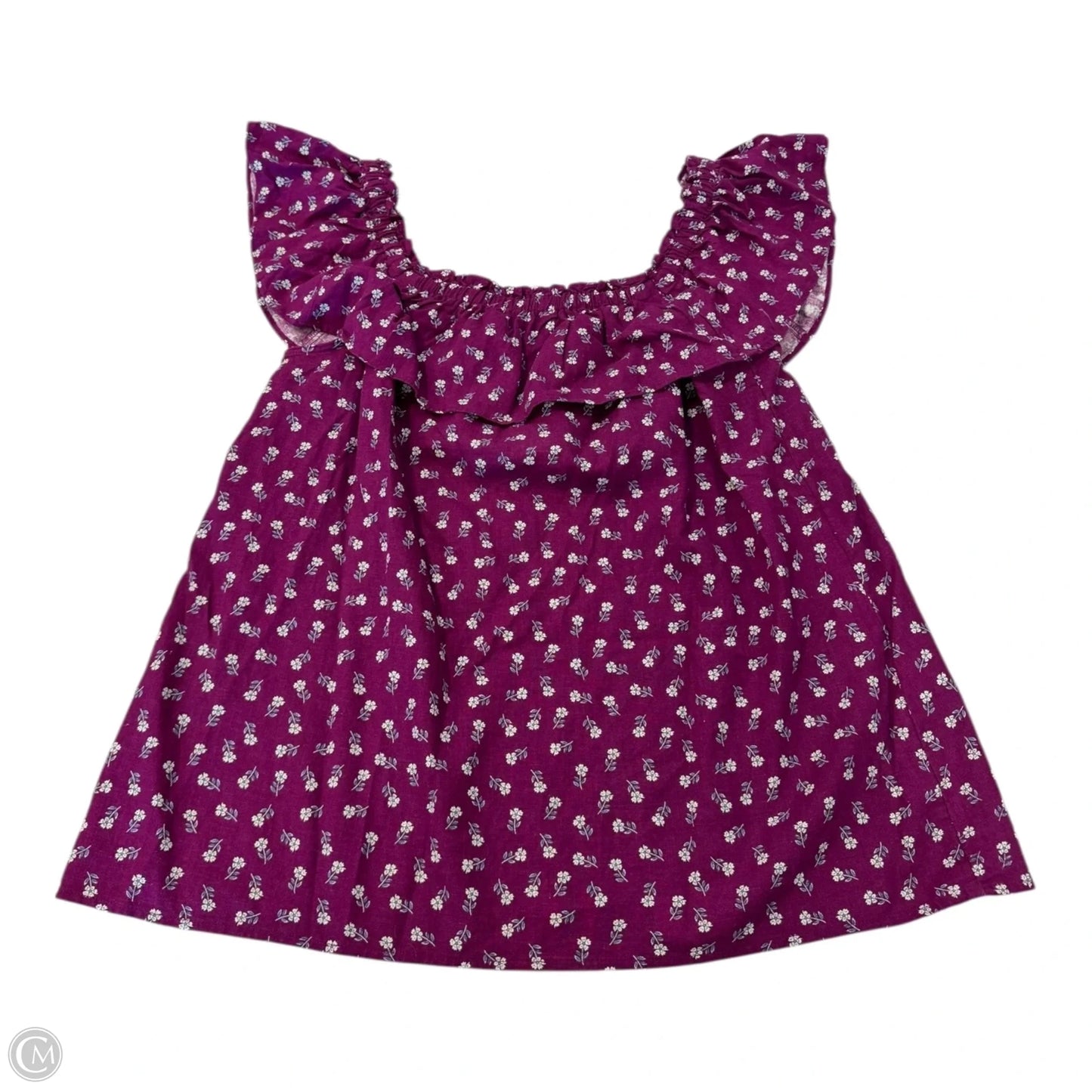 Top Short Sleeve By Loft In Purple & White, Size: S