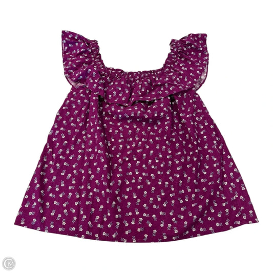 Top Short Sleeve By Loft In Purple & White, Size: S