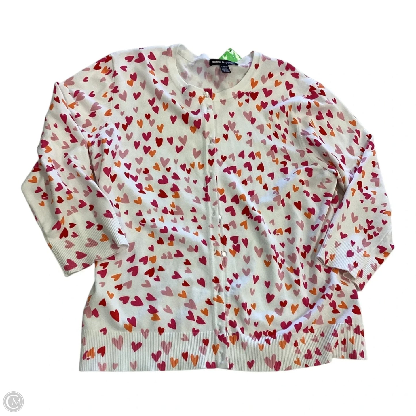 Cardigan By Cable And Gauge In Orange & Pink, Size: Xl