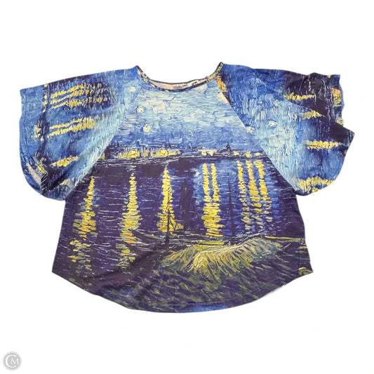 Top 3/4 Sleeve By Clothes Mentor In Blue & Yellow, Size: L