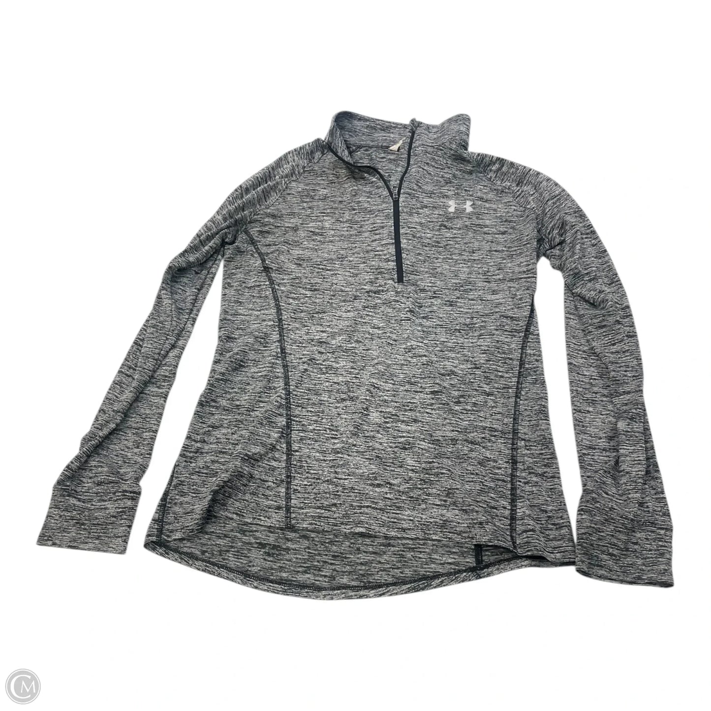 Athletic Top Long Sleeve Collar By Under Armour In Grey, Size: M