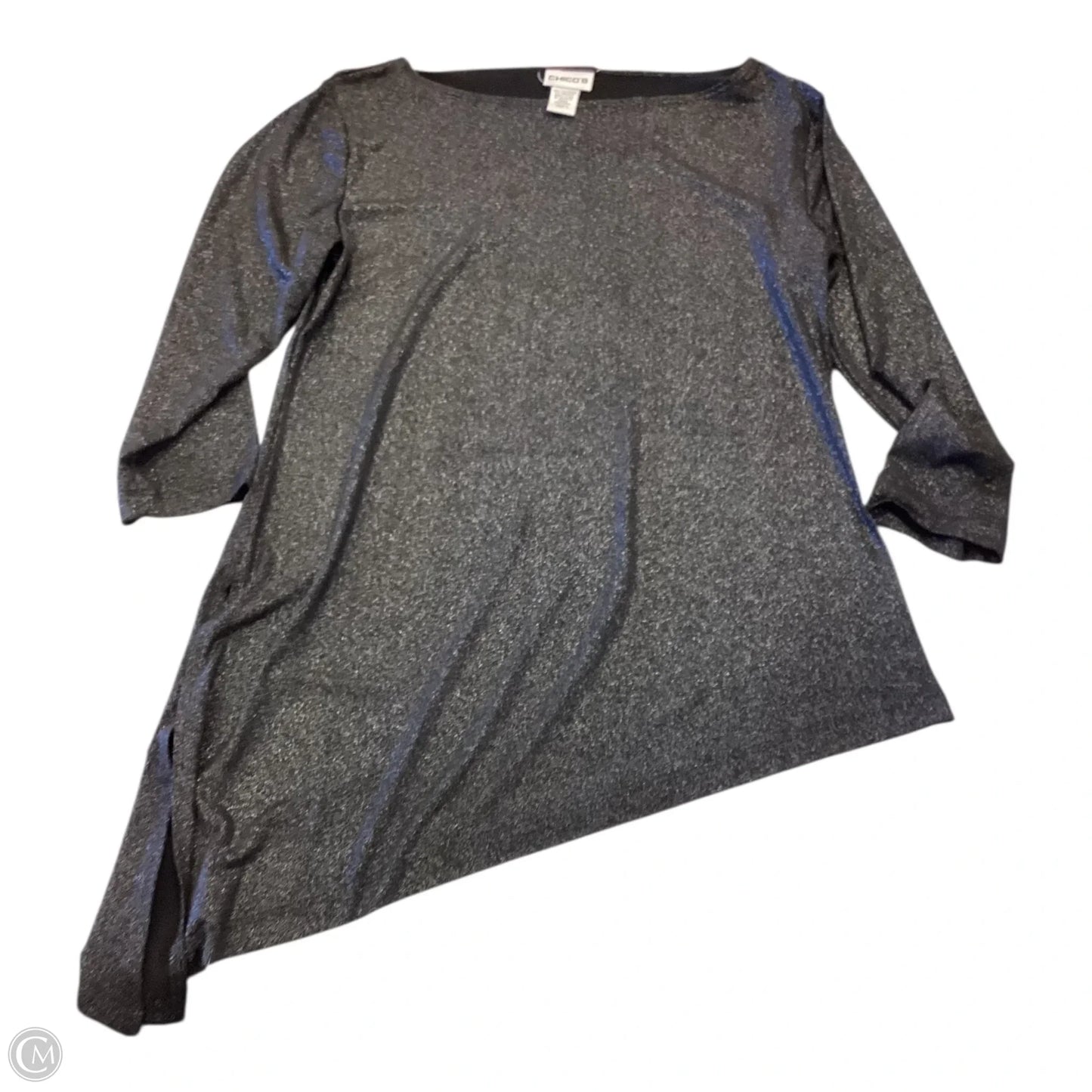 Top 3/4 Sleeve By Chicos In Black & Silver, Size: M