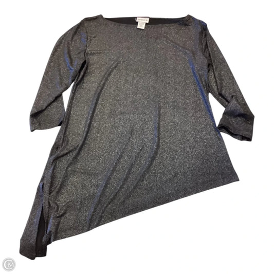 Top 3/4 Sleeve By Chicos In Black & Silver, Size: M