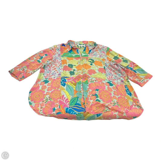 Top 3/4 Sleeve By Rose And Olive In Floral Print, Size: 1x