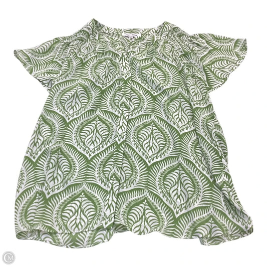 Top Short Sleeve By Rose And Olive In Green & White, Size: 1x
