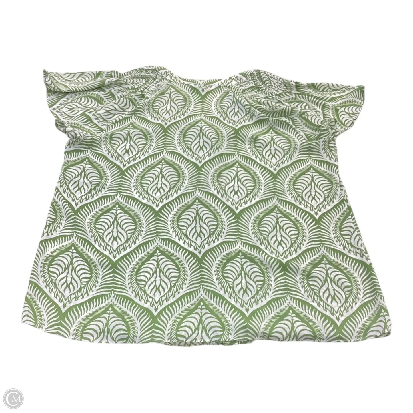 Top Short Sleeve By Rose And Olive In Green & White, Size: 1x