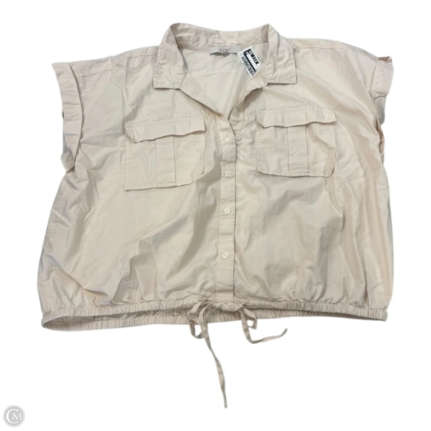 Top Short Sleeve By Loft In Cream, Size: Xl