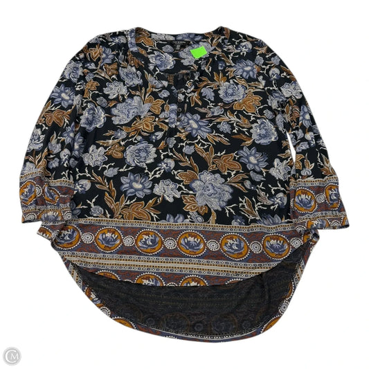 Top 3/4 Sleeve By Lucky Brand In Floral Print, Size: M