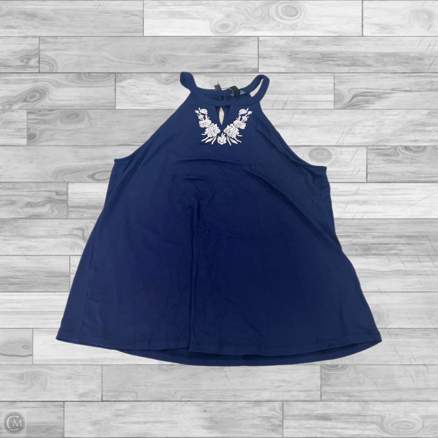 Top Sleeveless By Cable And Gauge In Blue & White, Size: L