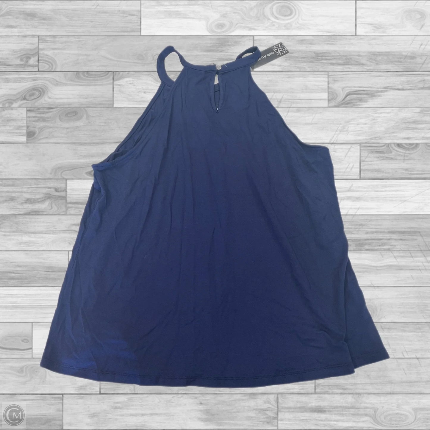 Top Sleeveless By Cable And Gauge In Blue & White, Size: L