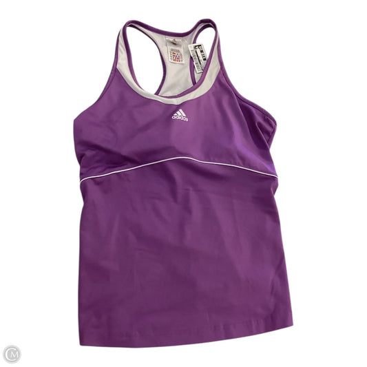 Athletic Tank Top By Adidas In Purple & White, Size: L