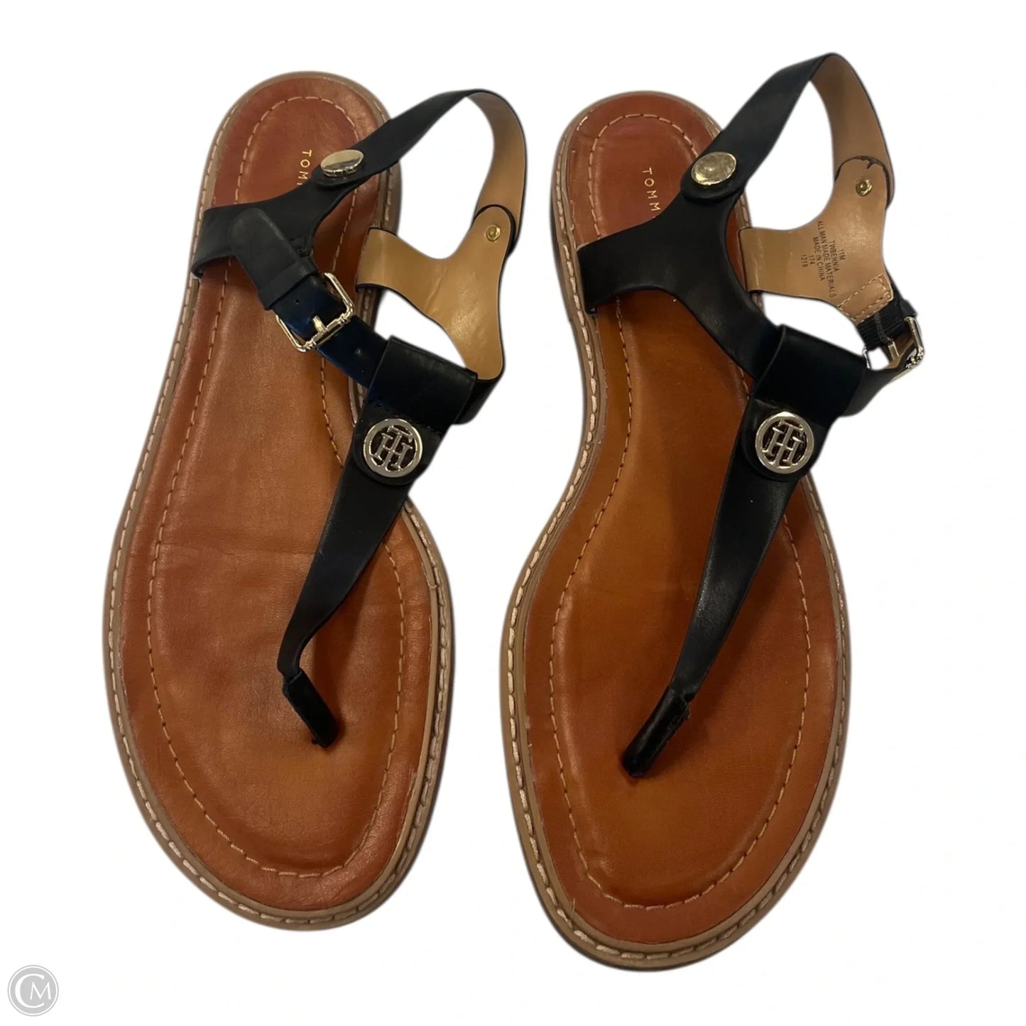 Sandals Flats By Tommy Hilfiger In Black, Size: 11