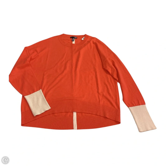 Sweater By Aqua In Cream & Orange, Size: L