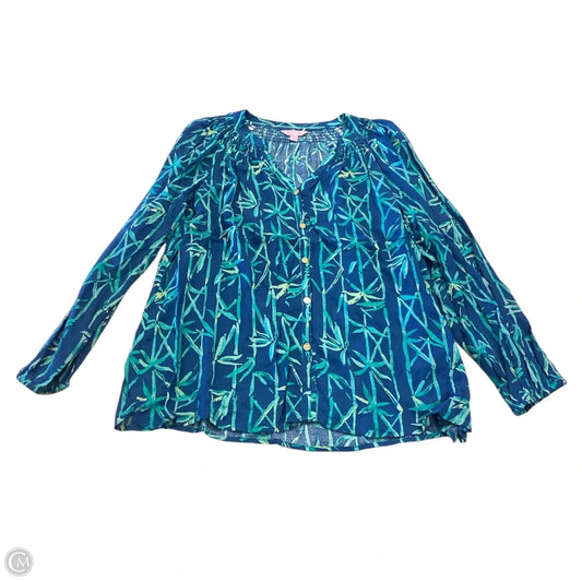 Top Long Sleeve Designer By Lilly Pulitzer In Blue & Green, Size: Xl