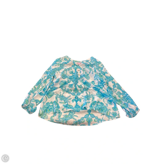 Top Long Sleeve Designer By Lilly Pulitzer In Blue & White, Size: Xl
