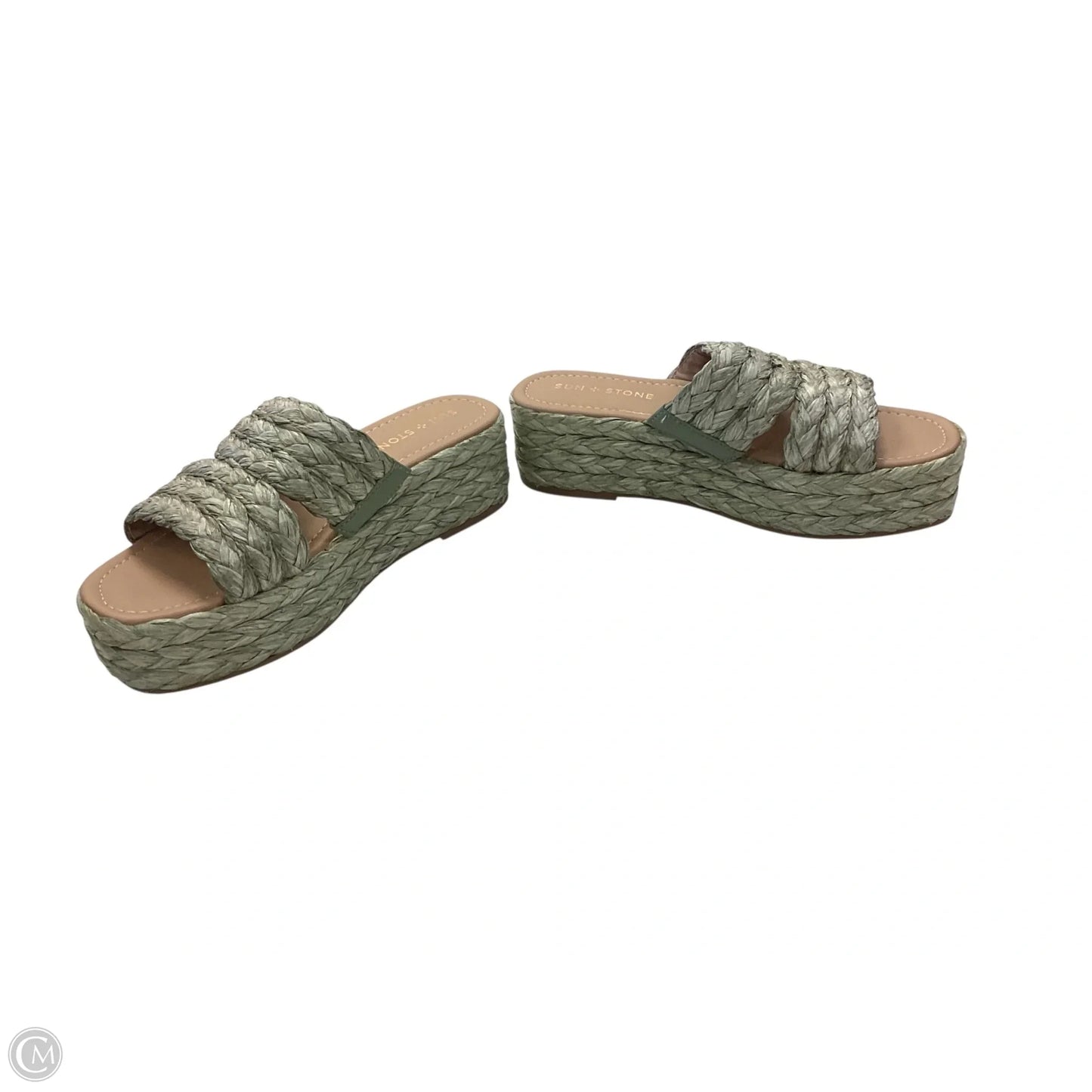 Sandals Heels Wedge By Clothes Mentor In Green, Size: 7