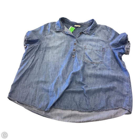 Top Short Sleeve By Ana In Blue Denim, Size: 1x