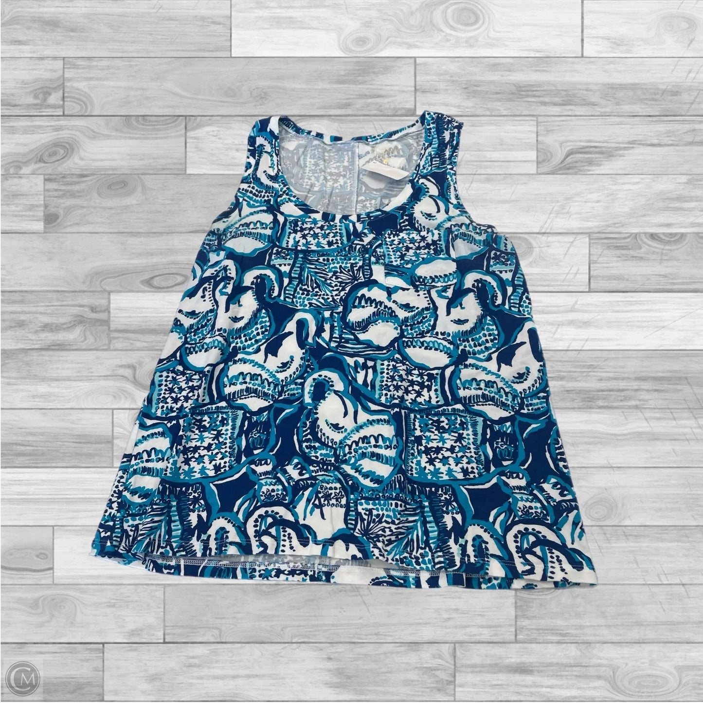Top Sleeveless Designer By Lilly Pulitzer In Blue & White, Size: S