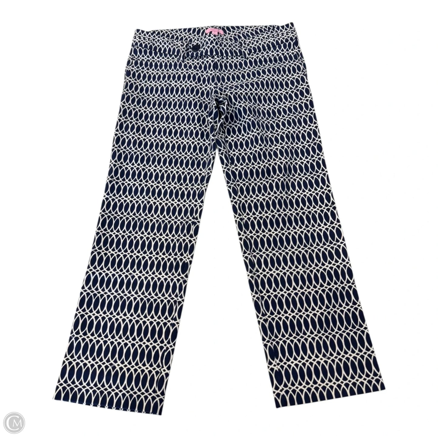 Capris Designer By Lilly Pulitzer In Blue & Cream, Size: 8