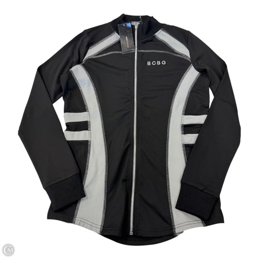 Athletic Jacket By Bcbgmaxazria In Black & Grey, Size: S