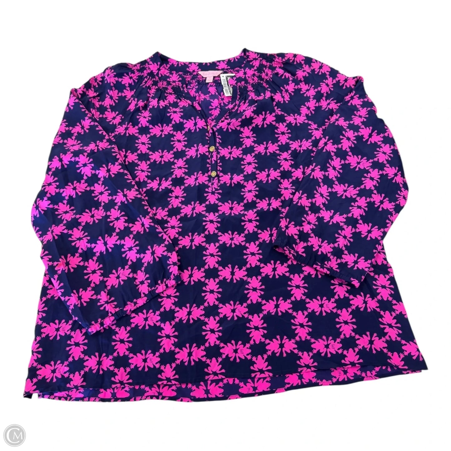 Top Long Sleeve Designer By Lilly Pulitzer In Blue & Pink, Size: Xl