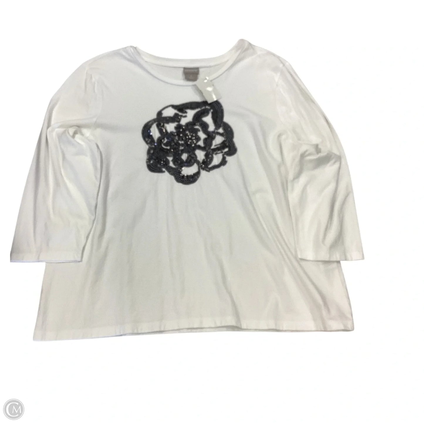 Top Long Sleeve By Chicos In Black & White, Size: Xl