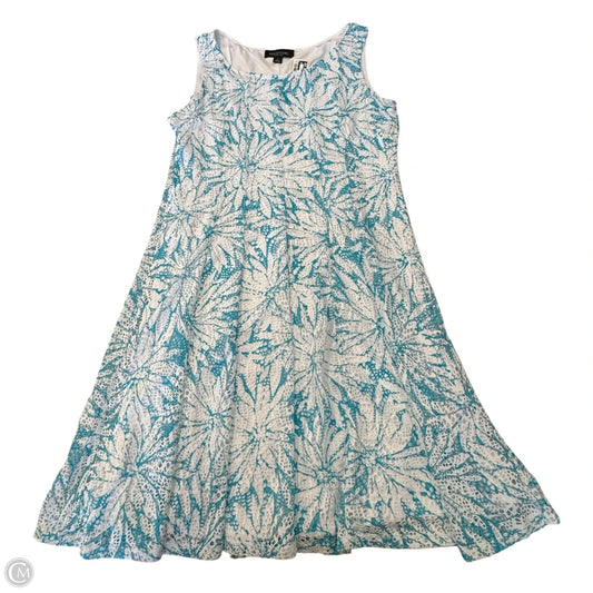 Dress Casual Midi By Perceptions In Blue & White, Size: L