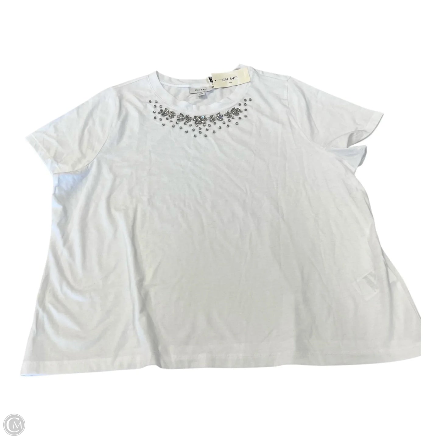 Top Short Sleeve By On 34th In Silver & White, Size: 2x