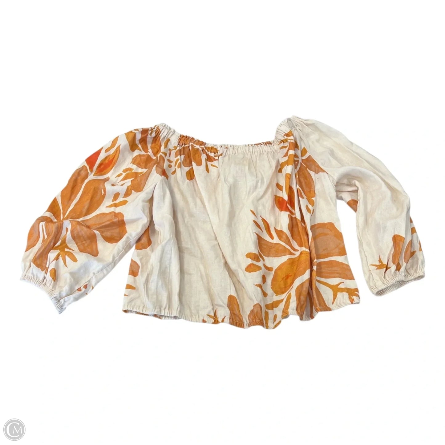 Top Short Sleeve By Clothes Mentor In Cream & Orange, Size: S